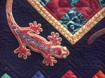 Detail of salamander quilt, Out of Africa, London ON, 2013
